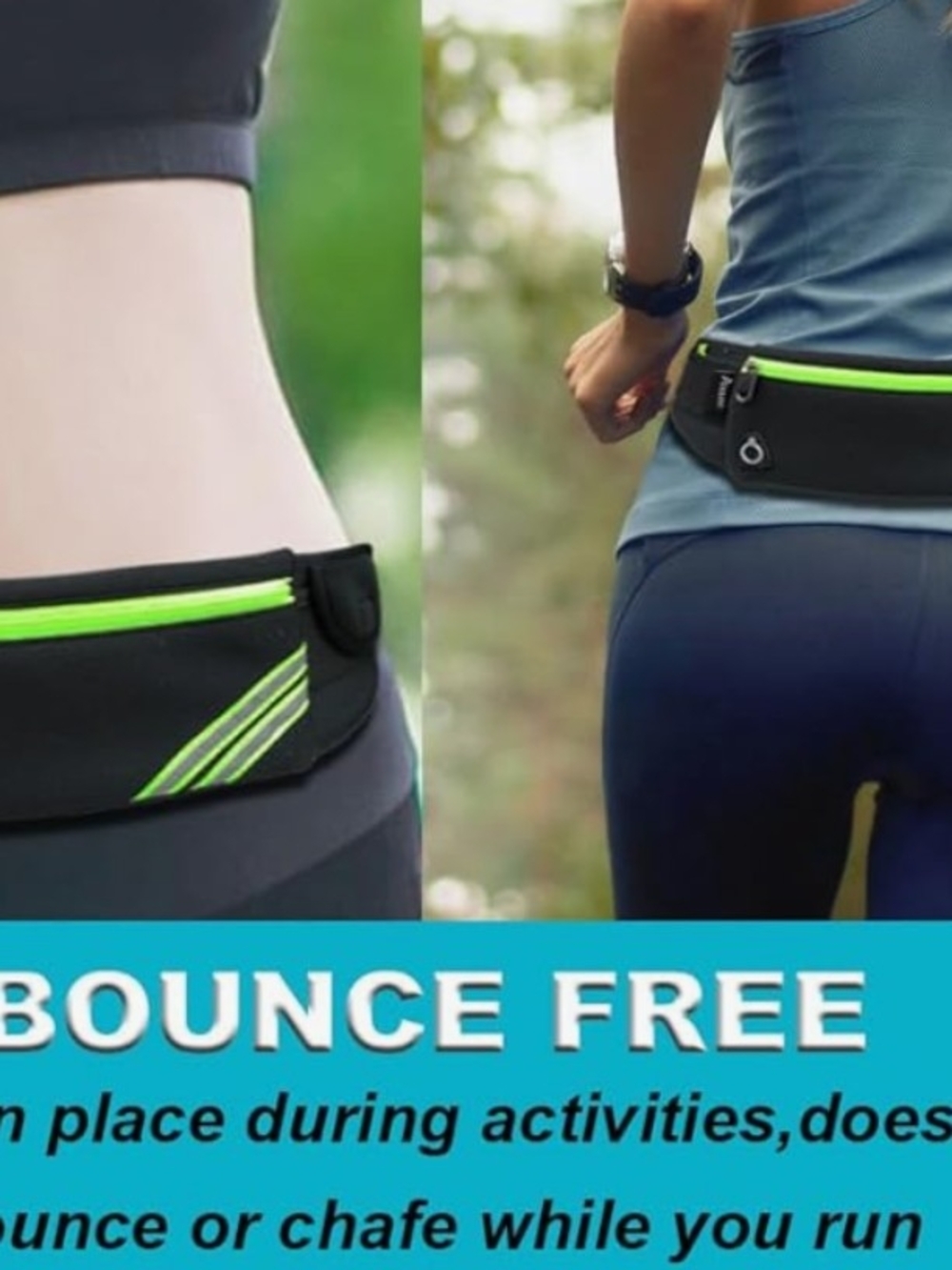 Black With Neon Green Accent Running Waist Belt